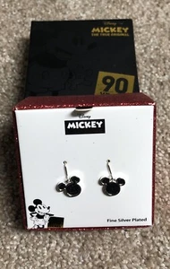 Neu Disney Mickey Mouse 90 Jahre versilberte schwarze Ohrringe selten - Bild 1 von 6
