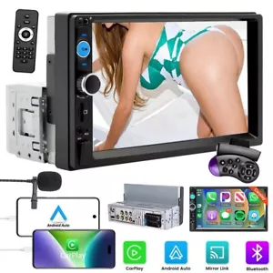 Single Din 7" Car Stereo Touch Screen Car Radio Apple CarPlay Android Auto BT FM - Picture 1 of 14