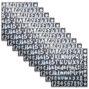 10 Sheets Glitzeraufkleber Schriftzaufkleber Bunte Buchstabenaufkleber - Bild 1 von 12