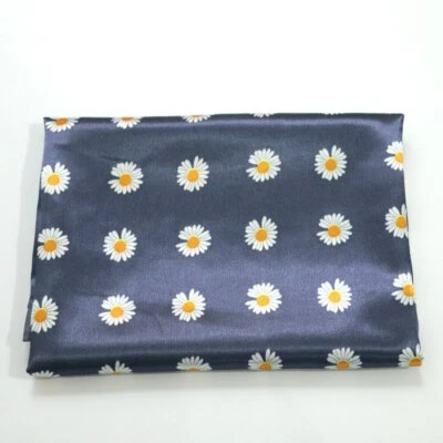 By Yard Daisy Floral Satin Fabric Silky Charmeuse Material For Lining Scarf - Image 1 of 4