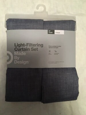 Made by design Target light filtering curtain set. 42x95 inches. Dark blue - Image 1 of 4