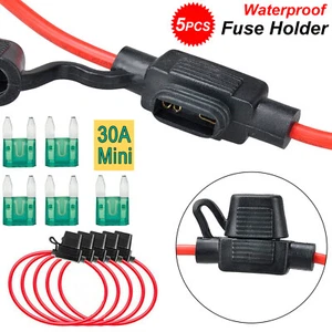 5x For Car Boat 30A Fuses 12Gauge Inline ATM Mini Blade Fuse Holder Splash Proof - Picture 1 of 8