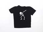 Jeff & Co Boys Black 100% Cotton Jersey T-Shirt Size 3-4 Years Crew Neck Pullove