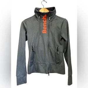 Bench Womens Sweatshirit Small Gray Full Zip Thumb Holes Gym Pockets - Picture 1 of 4