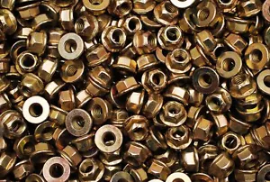 (100) Tuercas de brida Toplock 7/16-14 grado G amarillo zinc todo metal tuerca de bloqueo 8/G - Imagen 1 de 1