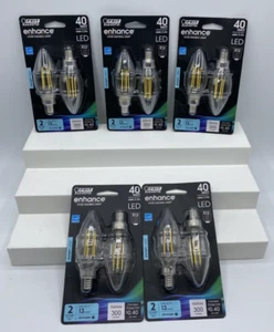 Feit Electric 40-W Dimmable Clear Chandelier LED Light Bulb Daylight 5 2 packs - Picture 1 of 4