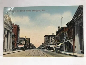 1910 EIGHTH 8TH STREET NORTH SHEBOYGAN WISCONSIN frühe Auto-Postkarte - Bild 1 von 3