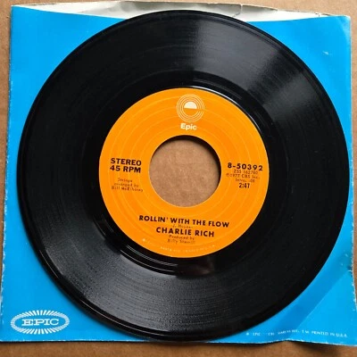 CHARLIE RICH Rollin With The Flow/To Sing A Lovesong 45 7" COUNTRY Vinyl Record - Image 1 of 2