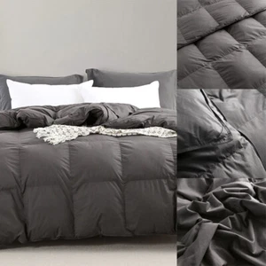 Edredón de plumón gris tamaño king verano/invierno lavable a máquina transpirable 1200TC - Imagen 1 de 7