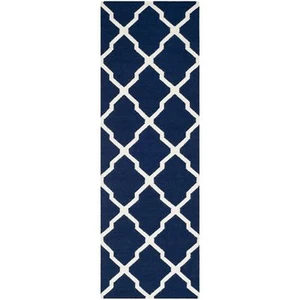 Safavieh Flat weave Wool Navy/ Ivory 2' 6 x 12' Runner - Picture 1 of 1