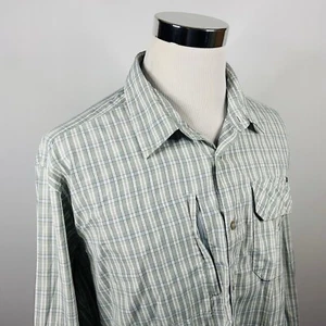 Eddie Bauer XL Travex Mesh Vented Fishing Outdoor Shirt Green Plaid Cotton Blend - Picture 1 of 5