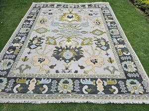 Multi Size Hand Knotted Oushak Traditional 100% Wool Area Rug Gray Color - Picture 1 of 7