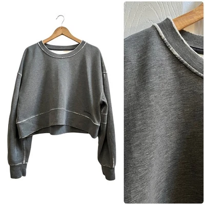 Lululemon Gray Distressed Perfectly Oversized Cropped Crew Sweatshirt Small? - Image 1 of 4