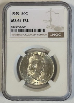 1949 Franklin Half Dollar Coin NGC MS 61 FBL - Image 1 of 2