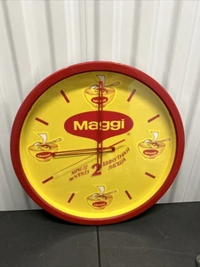 VTG RARE STORE MAGGI FOOD NOODLE ASIAN ADVERTISING WALL CLOCK 17IN - Picture 1 of 8
