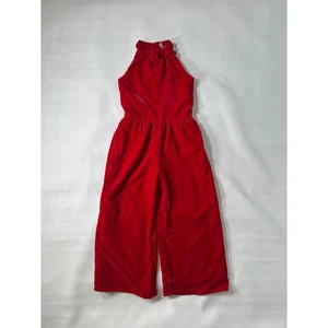 Janie and Jack roter Samt Neckholder Overall weites Bein Kinder Größe 6 - Bild 1 von 12