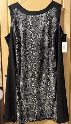 Ronni Nicole Black Sheath Dress w/Snake Panel, Size 22W, NWT - Image 1 of 4