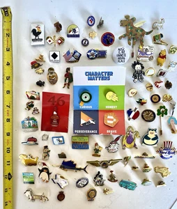 Lotto di 88 spille vintage smaltate per bavero e cappello, viaggi, pubblicità, ecc - Foto 1 di 14