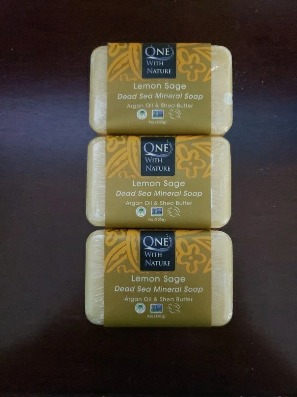 One With Nature Lemon Sage Dead Sea Mineral Soap, 7 Ounce 3 Bars. - Image 1 of 1