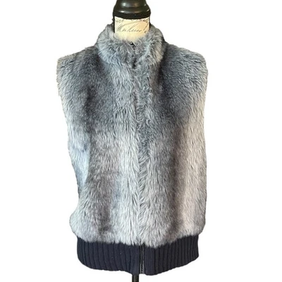Shaver Lake EUC Blue Faux Fur Sleeveless Vest X-Large - Image 1 of 4