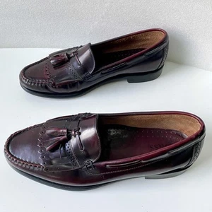 Bass Shoes Burgundy Cordovan Leather Kiltie Tassel Dress Loafers Oxblood Wedding - Picture 1 of 12