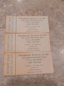 Boletos del Museo de Arte Philbrook Tulsa Oklahoma x3 sin usar - Imagen 1 de 2