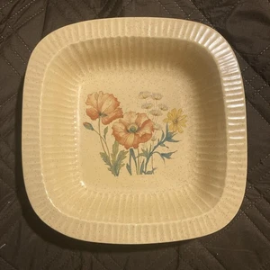 Vintage Wildflower By Treasure Craft Crockery Square 10” Serving Bowl Gold - Picture 1 of 3