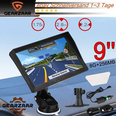 9 Zoll HD GPS Navi Navigationsgerät 8G für Auto LKW PKW Navigation EU DE Karte - Bild 1 von 4