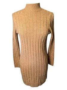 Madewell NUOVO maglione abito piccolo cammello maglia costine finto collo misto lana capsula - Foto 1 di 7