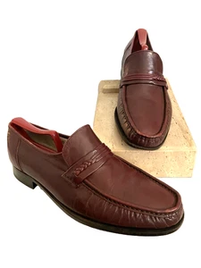 Stuart Mcguire Men's  Burgundy Leather Cushion Dress Loafer Shoes 8-1/2 D - Picture 1 of 12