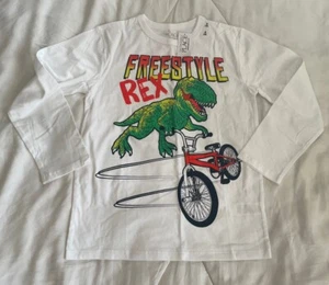 THE CHILDRENS PLACE BOYS BMX Bike Shirt-White LONG SLEEVE SHIRT  M 7/8 NWT - Picture 1 of 3