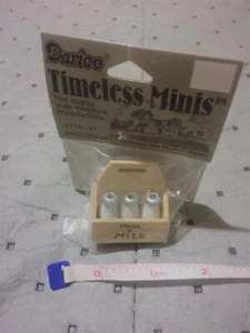 6 Miniature Milk Bottles & Wood Carrier Crate Dollhouse Mini - Picture 1 of 2