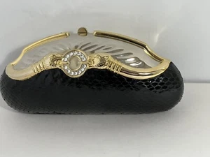 Vintage. Hergestellt in Hongkong, Schlangenhautmuster-Kupplung mit 18"" goldener Kette. - Bild 1 von 14