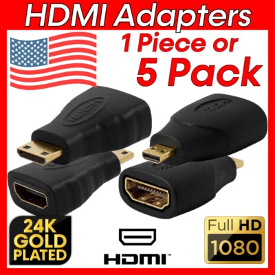 Micro Mini HDMI Adapter HDMI Male to HDMI Female Converter 4K 1080p 3D HDTV