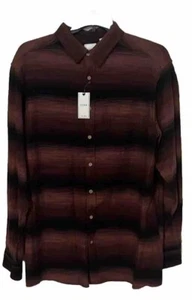 NUEVO CON ETIQUETAS ROWM Para hombres 2XT Manga Larga Algodón Abotonado Azul Granate Rayas Orig $59 - Imagen 1 de 4
