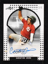 2018 Leaf Perfect Game National Showcase Black Proof 1/1 Christian Cairo Auto