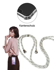 TPU Handy Umhängetasche Hülle + Kordel in Weiß/Grau für Samsung Galaxy S10 Plus - Bild 1 von 3