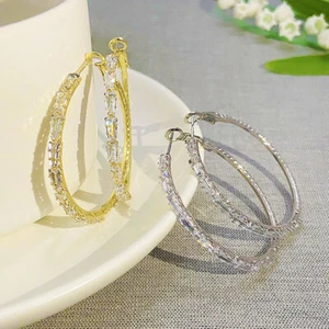 Romantic 925 Silver Gift Zircon Earring Circles Decorations Hyperflash Jewelry - Bild 1 von 7