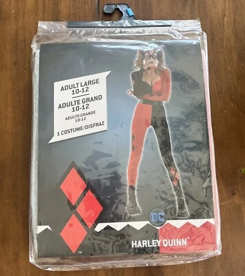 DC Comics Harley Quinn Deluxe Mono Disfraz Grande (10-12) Nuevo 3 Piezas Foto 1 de 4