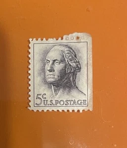 RARE 1962 Blue / Gray George Washington Unused 5 Cent Stamp - Picture 1 of 6