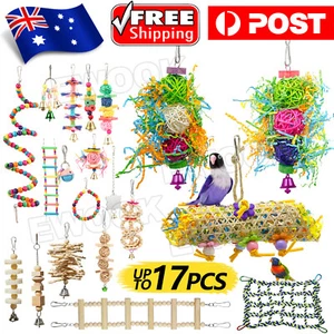 Bird Chewing Toy Medium Hanging Wooden Parrot Swing Cage Bite Toys Bird Supplies - Picture 1 of 13