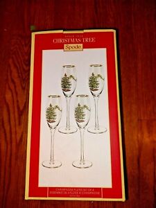 Spode Christmas Tree Champagne Flutes (Set of 4) see pics