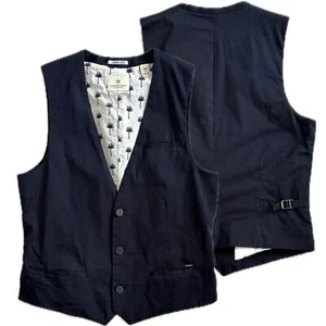 Scotch & Soda Kids Suit Vest Boys Size 16 Navy Stretch Cotton 3 Button Front - Picture 1 of 11
