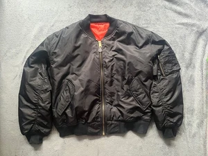 Alpha Industries Reversible MA-1  USAF Flight Bomber Jacket Black/Orange Size XL - Picture 1 of 14