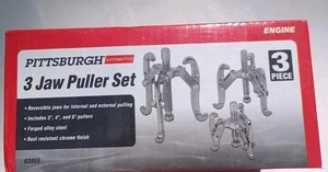 PITTSBURGH Three-Jaw Puller Set, 3 Piece remove Automotive Part 3 Sizes New - Picture 1 of 4