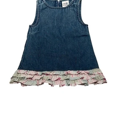 Vestido informal de mezclilla con volantes talla 18 M usado Polly & Friends para niños pequeños Foto 1 de 4