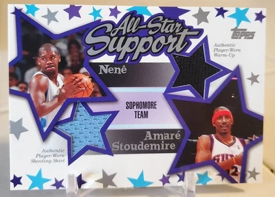 Camiseta deportiva AMARE STOUDAMIRE NENE All-Star Game usada doble reliquia 2004 tarjeta Topps #/250 Foto 1 de 4
