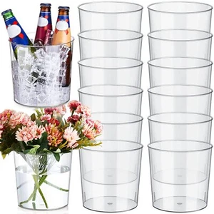 Plastic Ice Bucket Clear Flower Vases 6L Large Champagne Beer Buckets Classic... - Picture 1 of 7