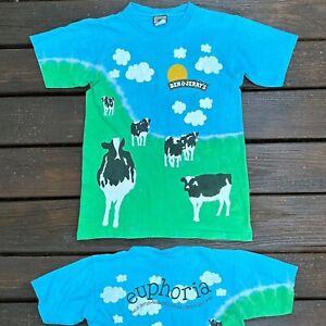 VTG Ben & Jerrys Euphoria All Over Print T-Shirt AOP Liquid Blue Single Stitch S