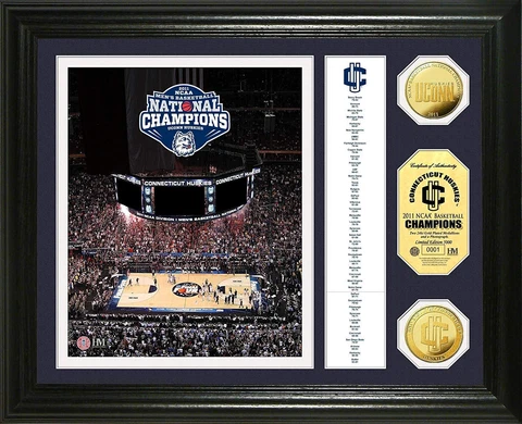 NCAA Connecticut Huskies 2011 National Champions 24KT Gold Banner Photo Mint Cover